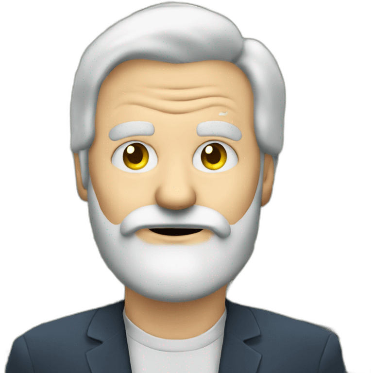 old white guy with beard and dollar signs in his eyes with chart going upwards behind him emoji