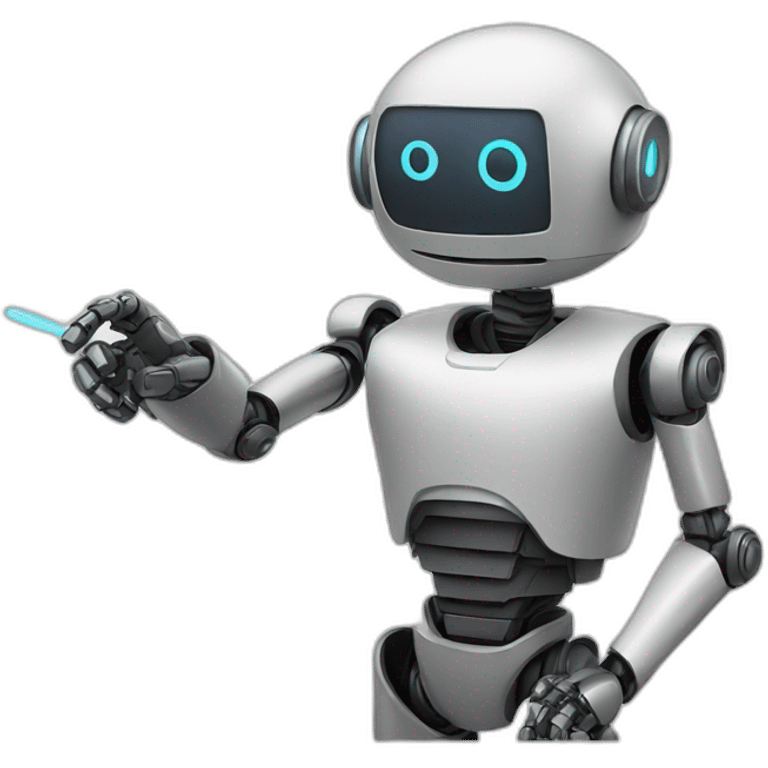 robot holding a cursor pointer emoji