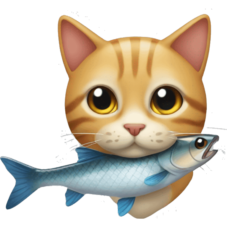 Gato con un pescado emoji