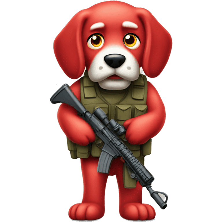 Clifford the giant bright red dog cartoon humanoid as a military sniper call of duty character standing alone emoji