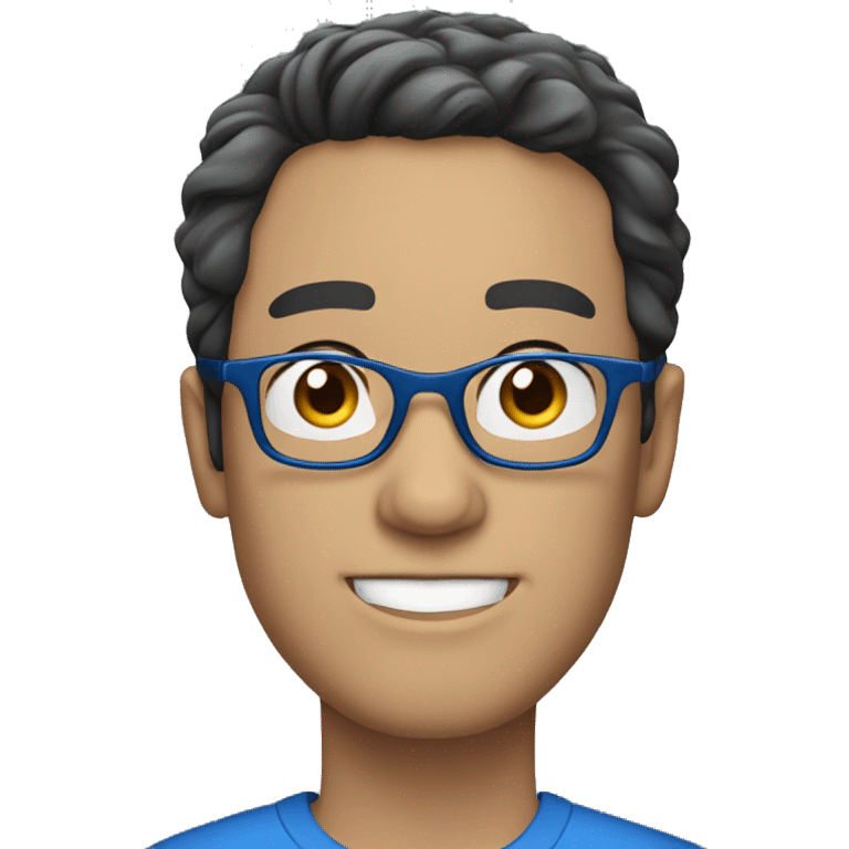 white guy with wavy short black hair and blue glasses emoji