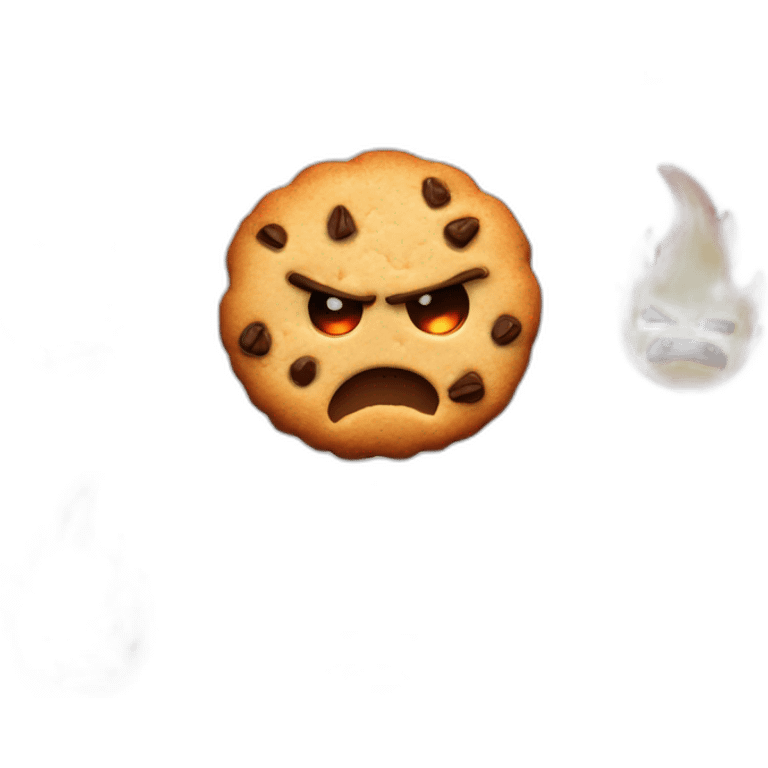 Angry Scary Cookie with flames emoji