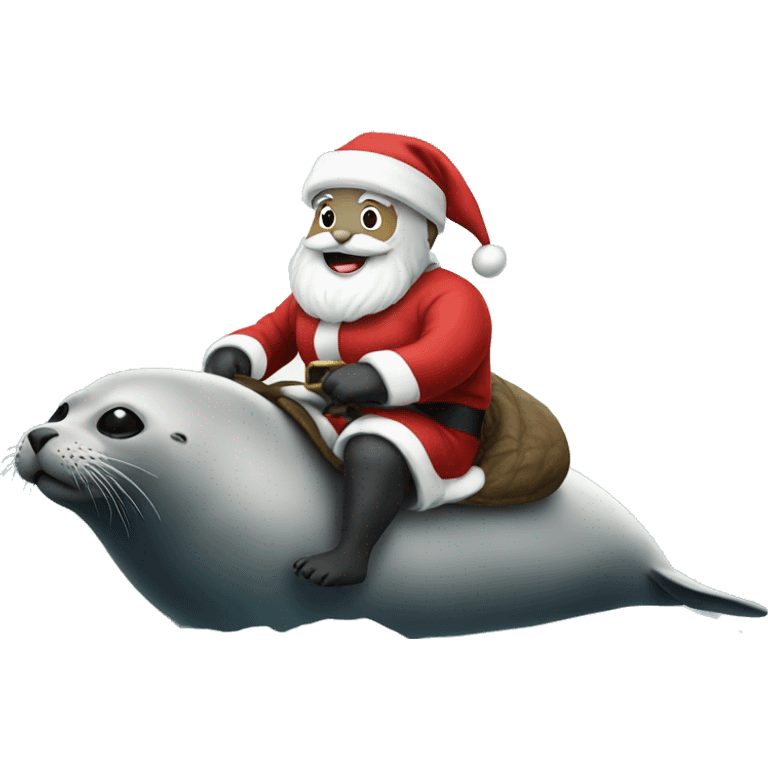 santa riding a seal emoji