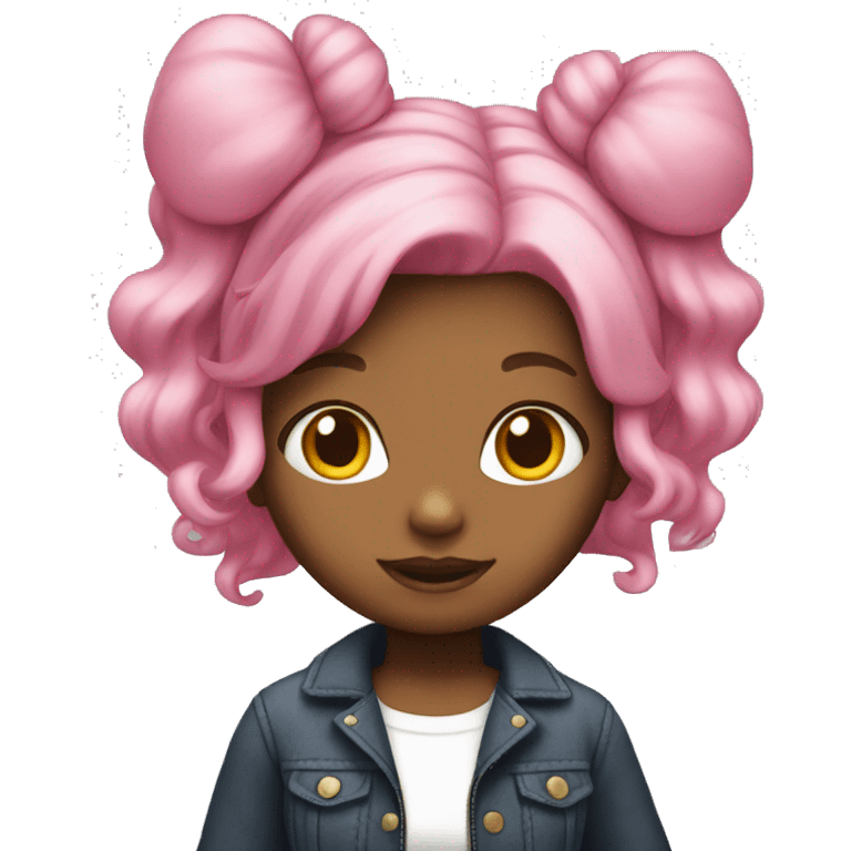 Girl with pink hair with hello kitty emoji