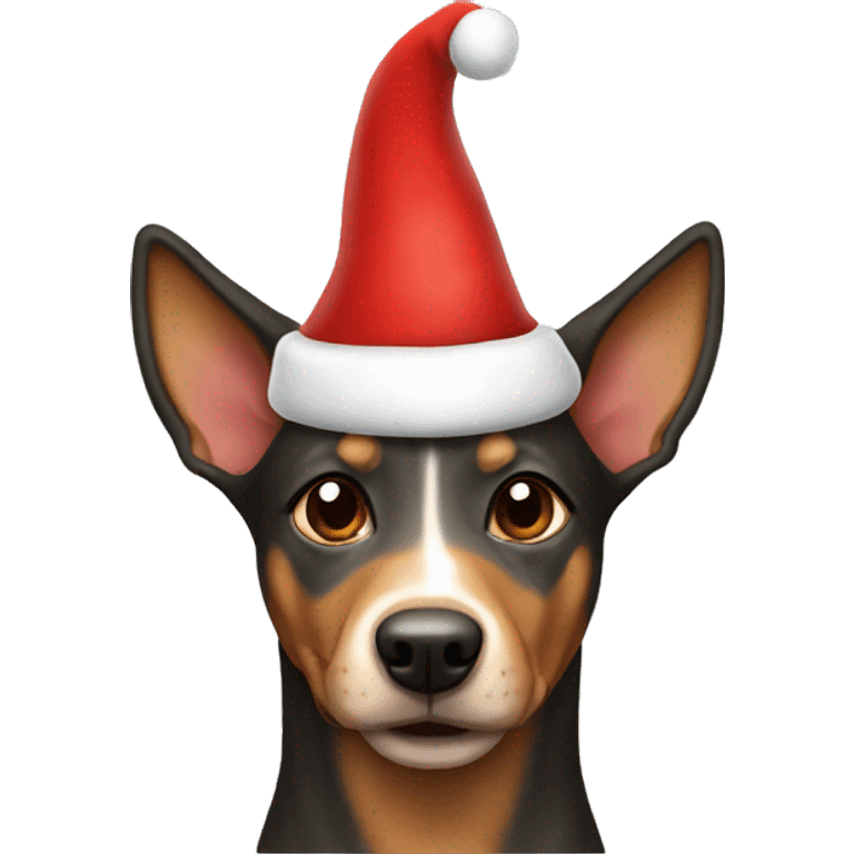 Kelpie dog in a Santa hat emoji