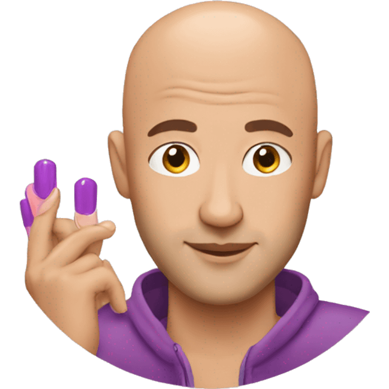 Bald man wearing nail polish emoji