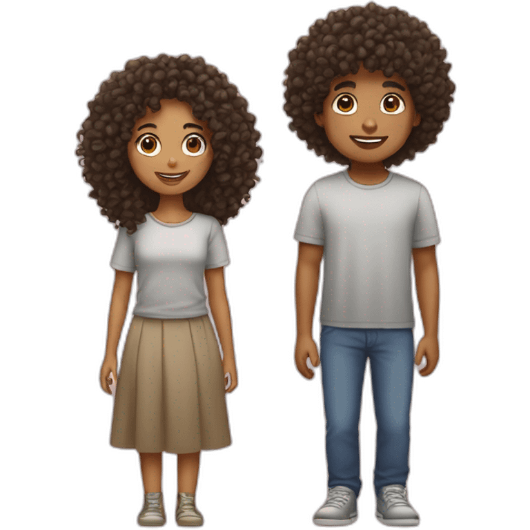 Curly girl and curly boy emoji