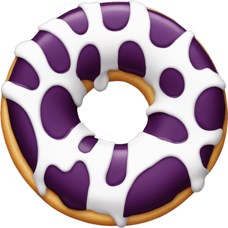 white glazed donut with eggplant emoji inside it emoji