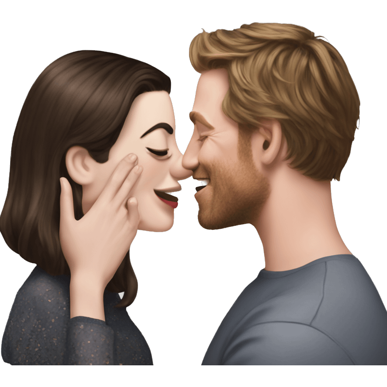 anne hathaway squeezing christan bales face emoji