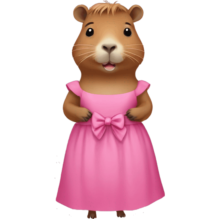 Capybara in a pink dress with hair bow emoji