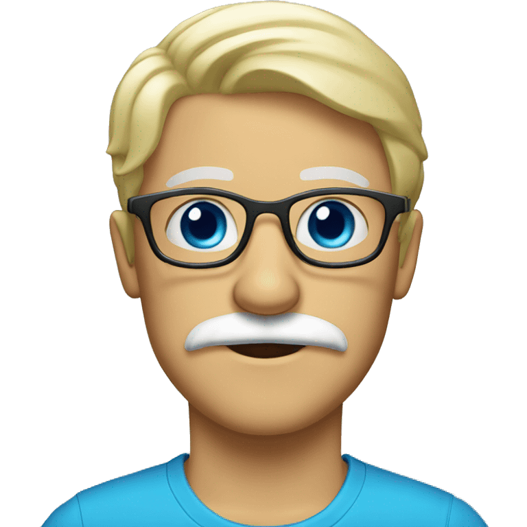 Blond, moustache, eyeglasses and blue eyes emoji