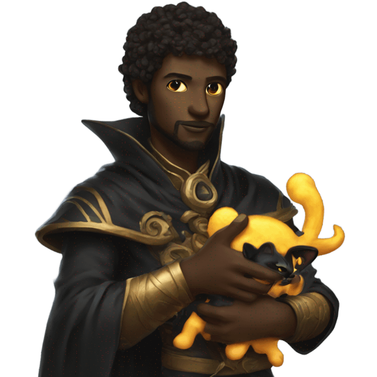 Sun warlock holding a black kitten emoji