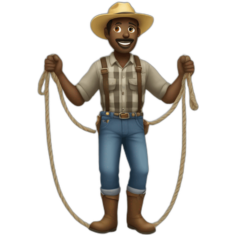 Black farmer on rope emoji