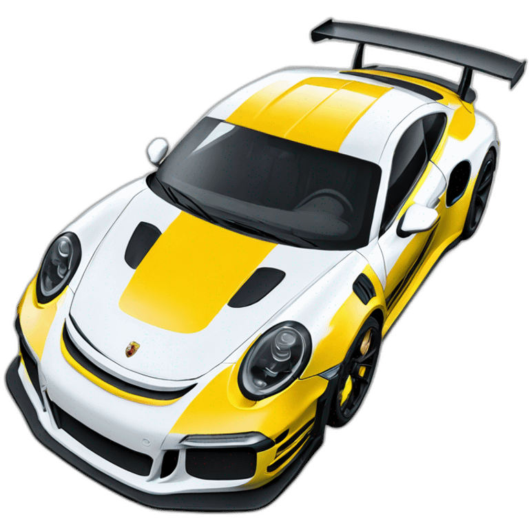 Porsche GT3 RS jaune et blanc  emoji