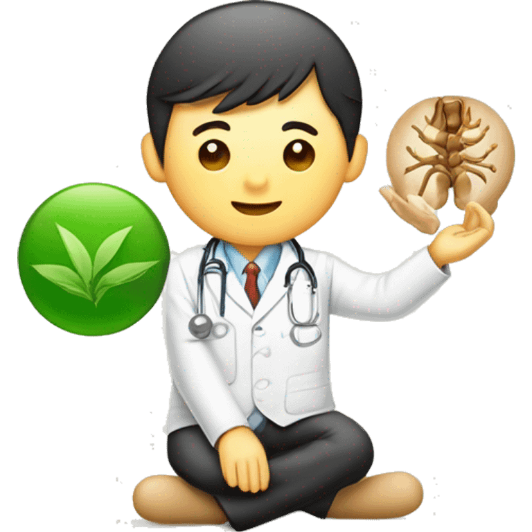 chiropractic and traditional chinese medicine. TCM master with western doctor. emoji