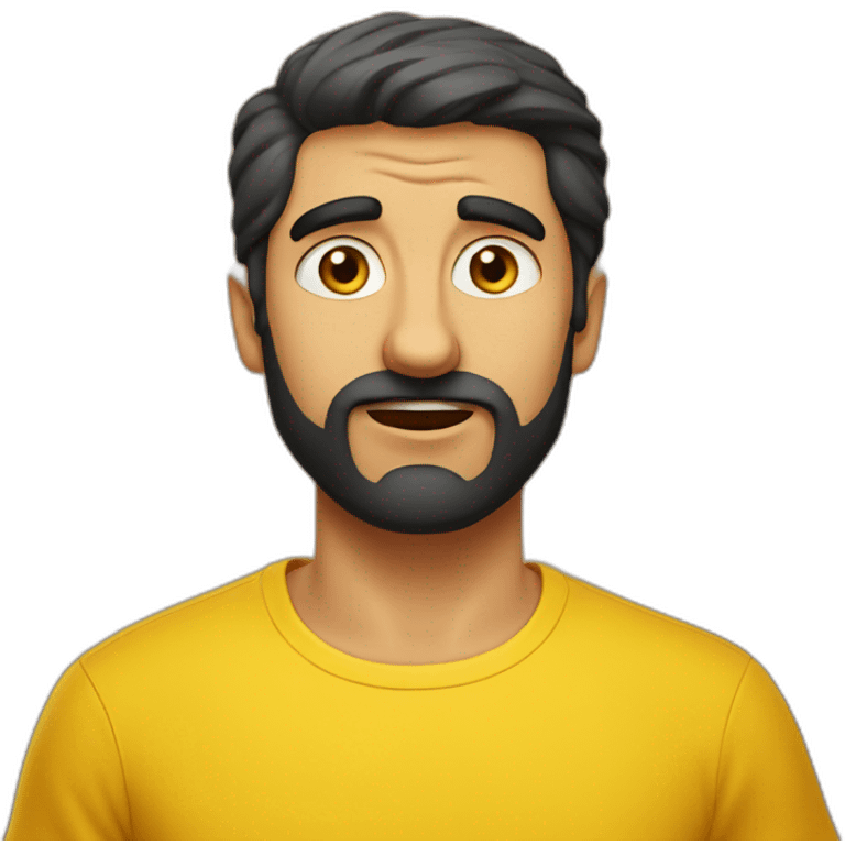 Armenian guy in a yellow t-Shirt is shocked emoji