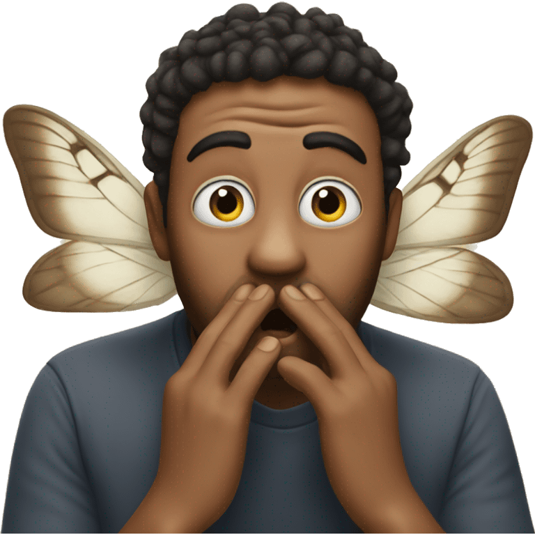 An emoji telling a secret hiding his moth with his hands emoji