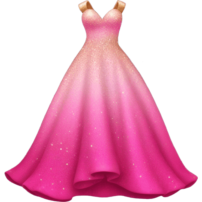 Hot pink ombré wedding dress covered in glitter emoji