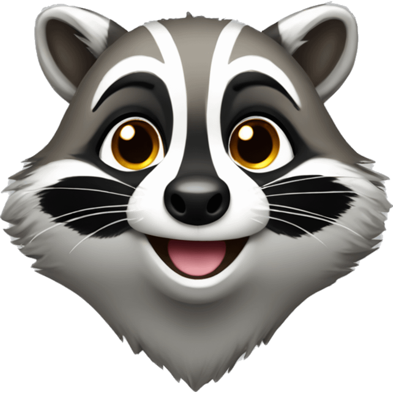 Smiling friendly Raccoon with halo over head emoji