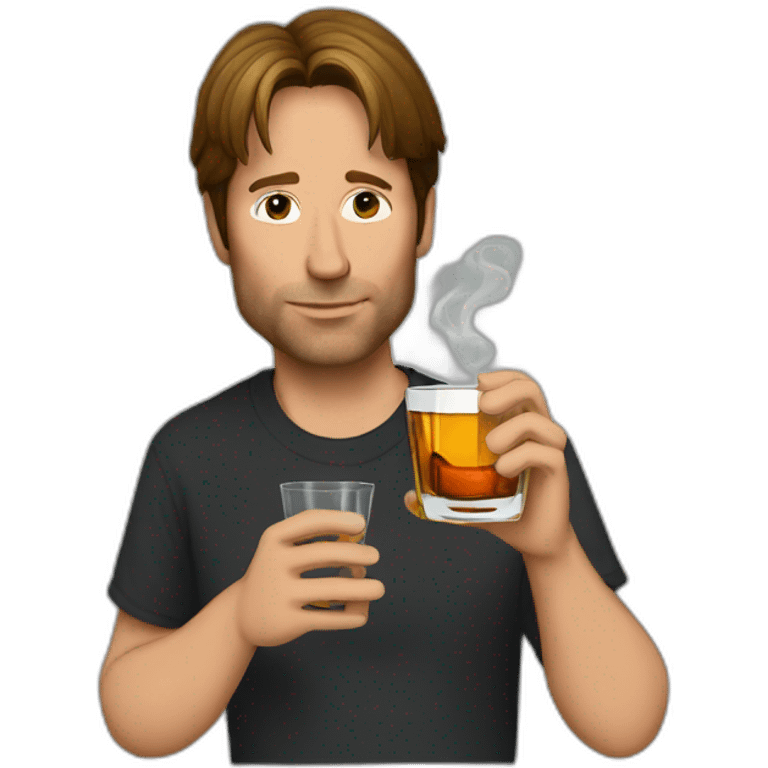 hank moody holds a glass of whisky and cigarettes emoji