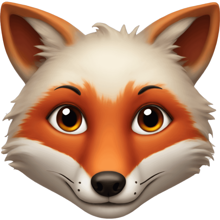 deep lush red fox face with tiny red heart instead of eyes emoji