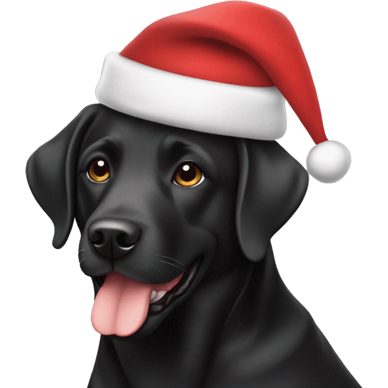 black labrador wearing a santa hat emoji