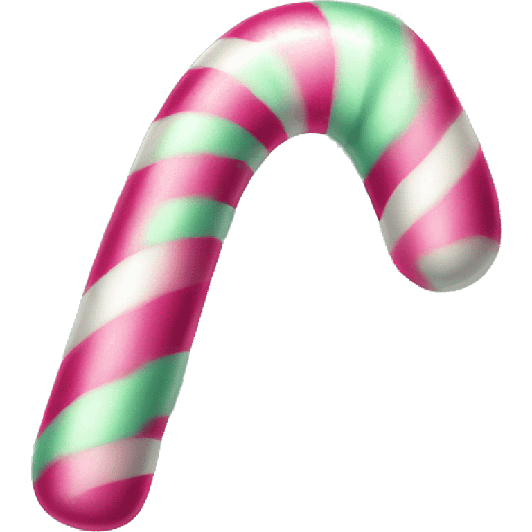 Realistic hot pink and mint green candy cane. emoji