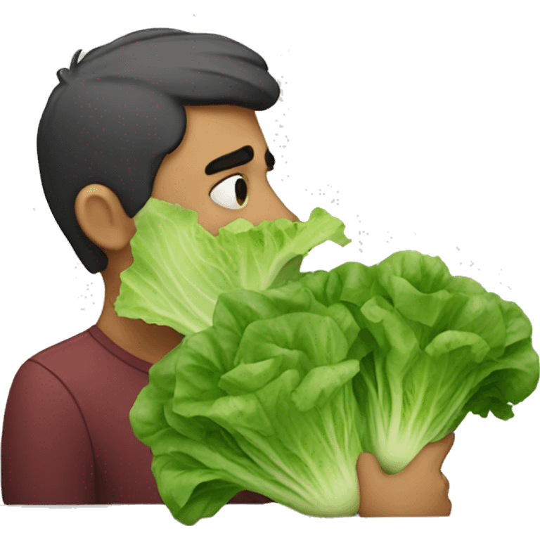  a depressed man kissing lettuce emoji