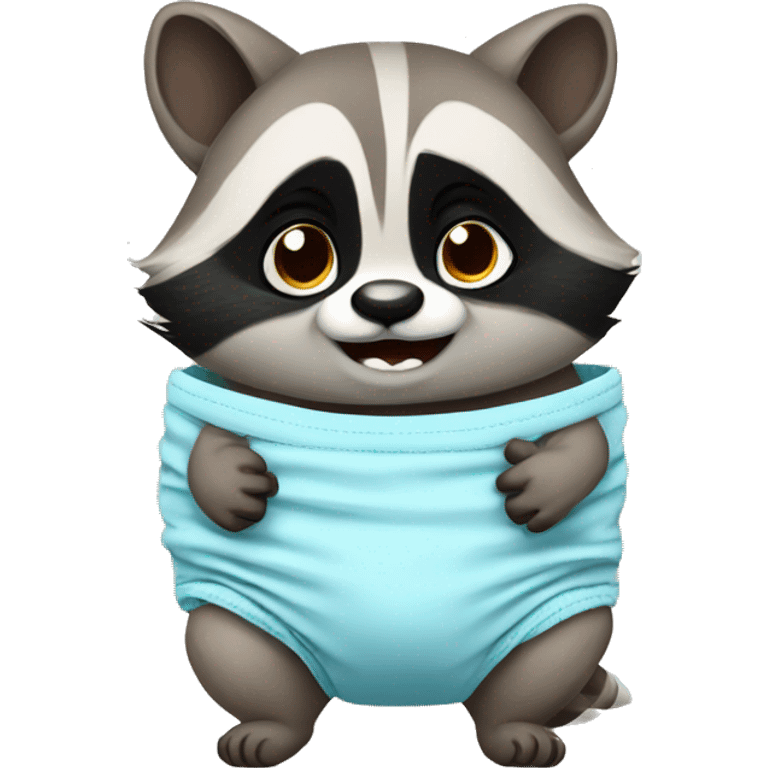 Raccoon in baby diaper emoji