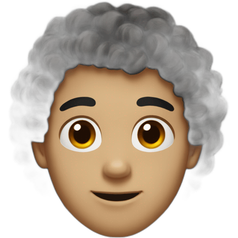 A guy with curly black hair light skin with red eyes emoji