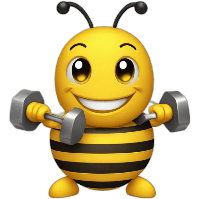 Happy bee with dumbbell emoji