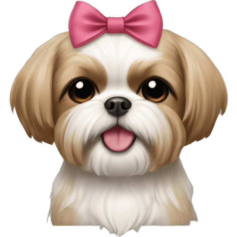 light brown shihtzu with a bow in her head smiling emoji