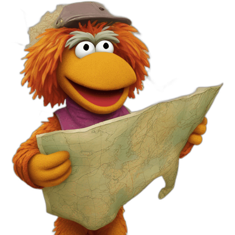 Fraggle with a big map emoji