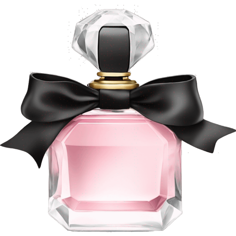 light pink crystal perfume bottle with black ribbon display emoji