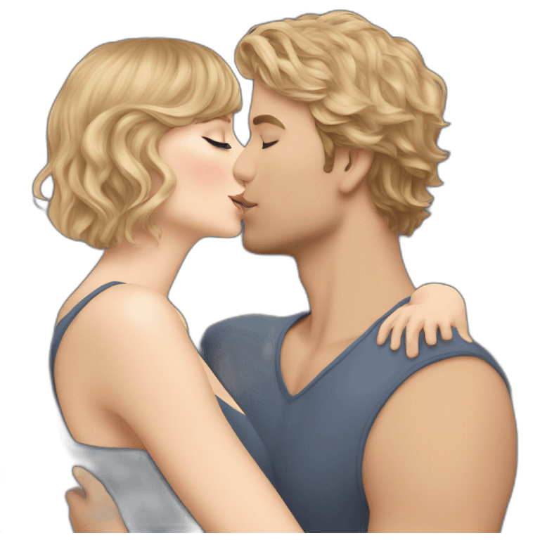 Taylor Swift giving a kiss to blonde boy emoji