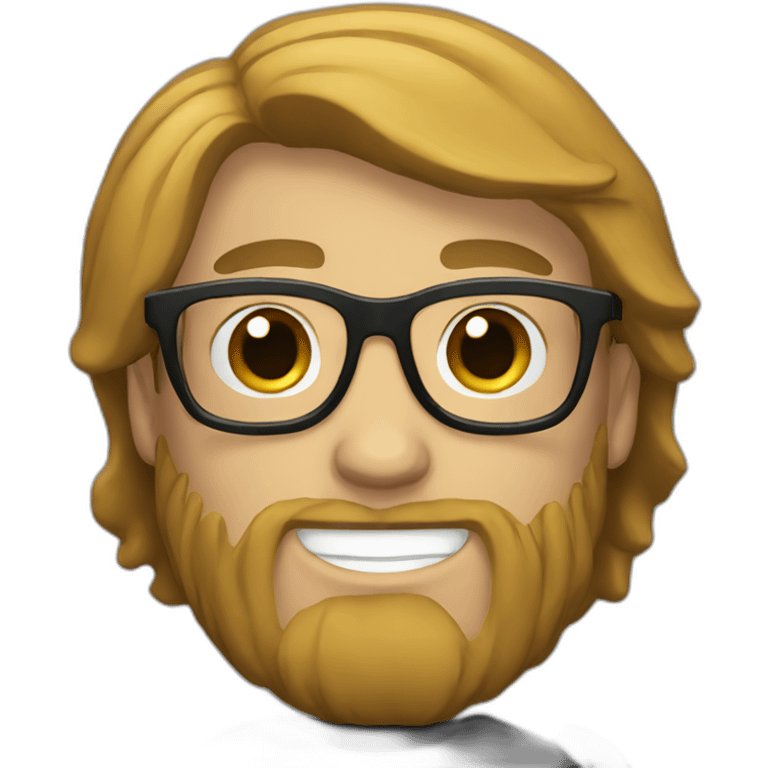 White guy with beard and glasses with black hair emoji