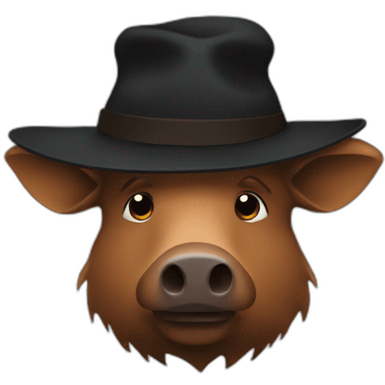 fullface depressed brown boar  black winter hat emoji