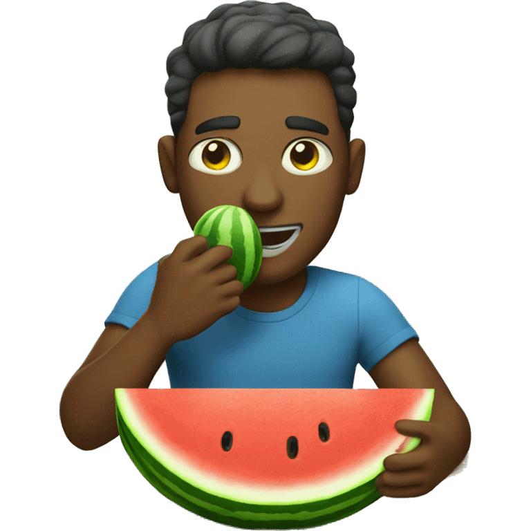 man eating watermelon emoji