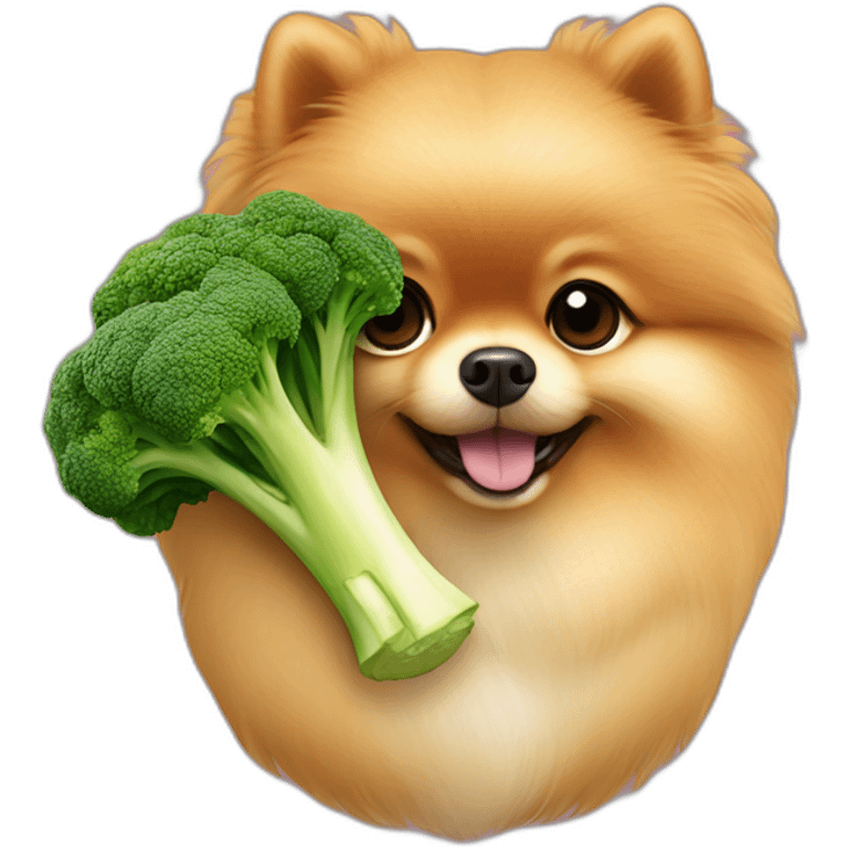 pomeranian eats broccoli emoji