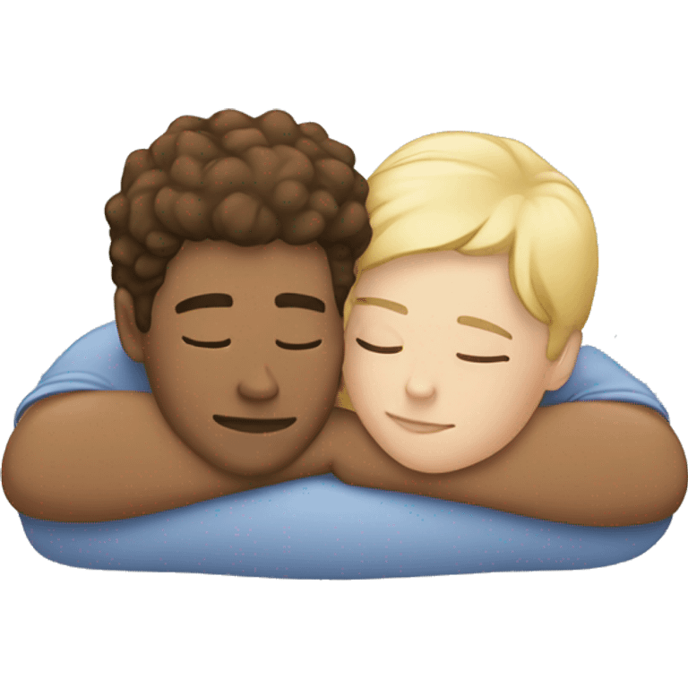 Two white people hugging lying down emoji