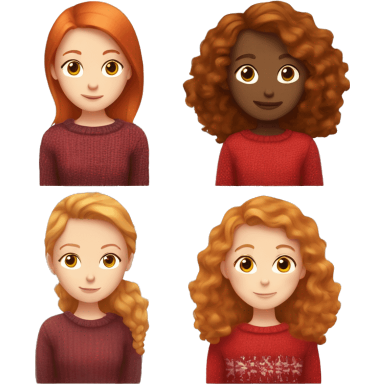 pale ginger redhead girl kissing a polish girl and the polish girl is brown-skinned and wearing a red sweater emoji