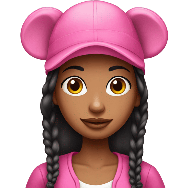 realistic fashion girl in minnie pink hat  emoji