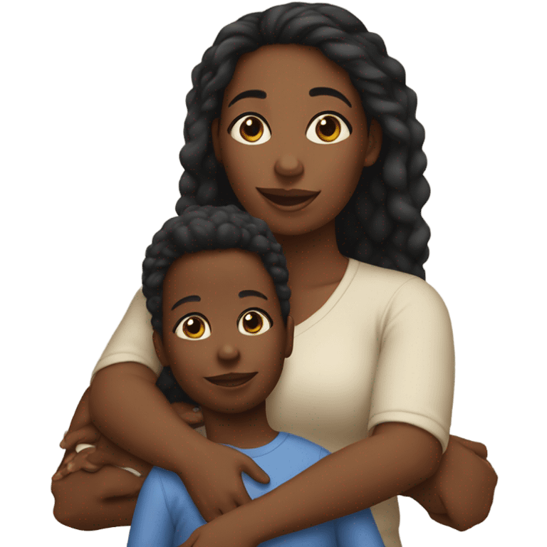 Black woman holding a toddler  emoji