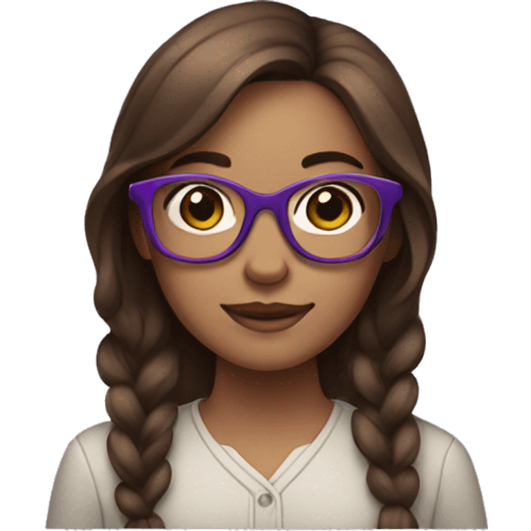 Clean girl With purple glasses and brown hair  emoji