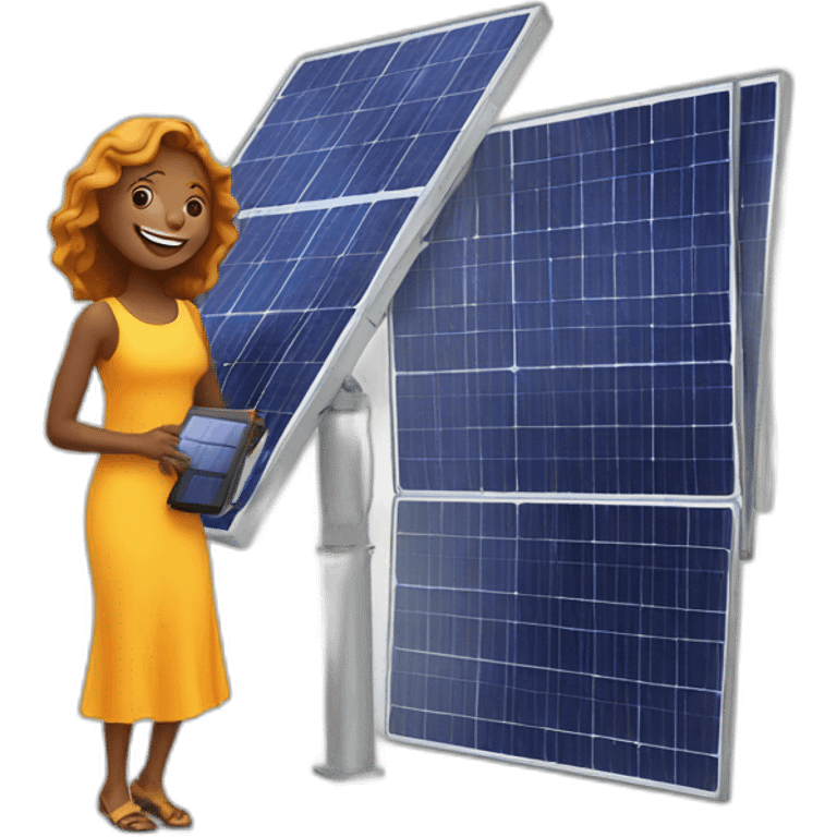 Happy woman with solar panel emoji