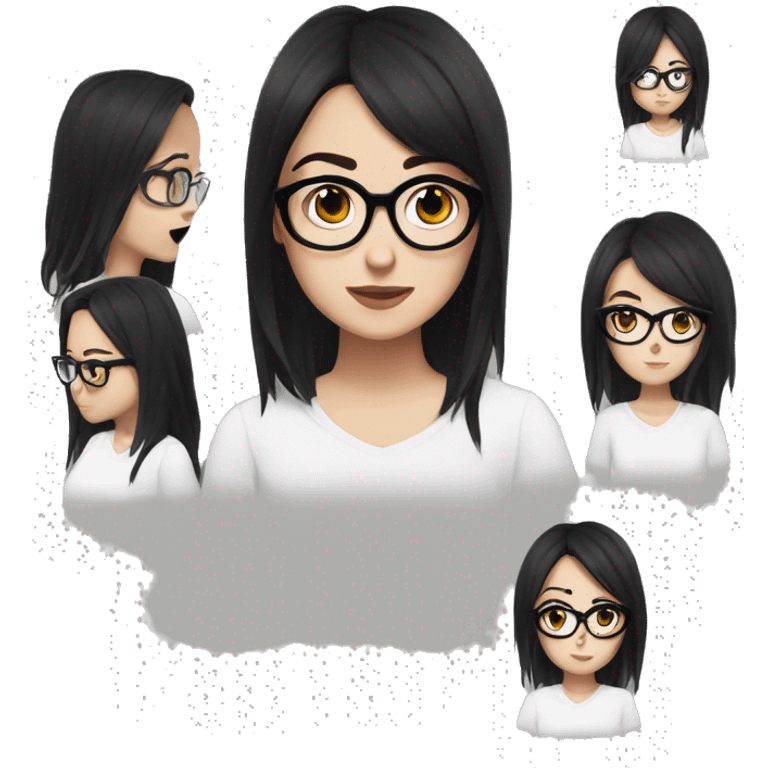 Anime+Bella+Goth-Woman-dark-hair-with-glasses-white-tshirt+perfectly-centered emoji