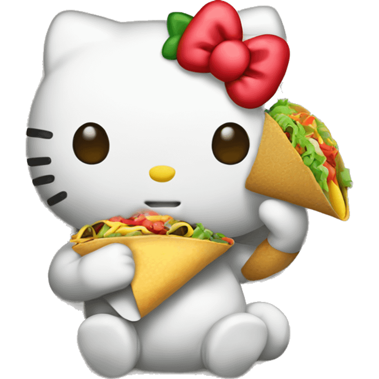 hello kitty eating a taco emoji