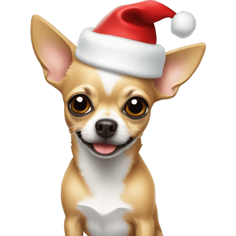 Chihuahua wearing a Santa hat emoji