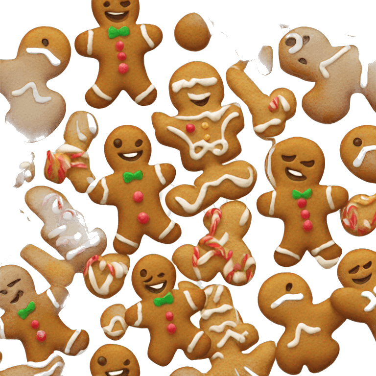 A cake decorated gingerbread men emoji