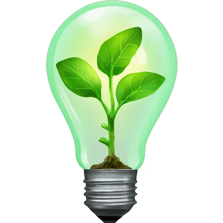 a plant sprout inside a glowing idea lightbulb emoji